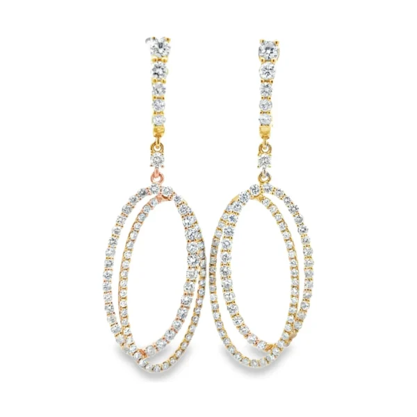 Oval Diamond Dangle Earrings