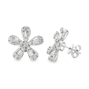 Floral Diamond Stud Earrings
