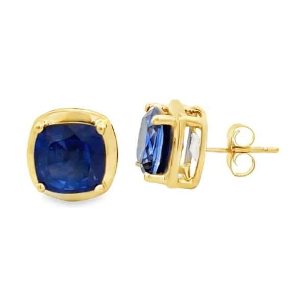 Cushion Sapphire Stud Earrings