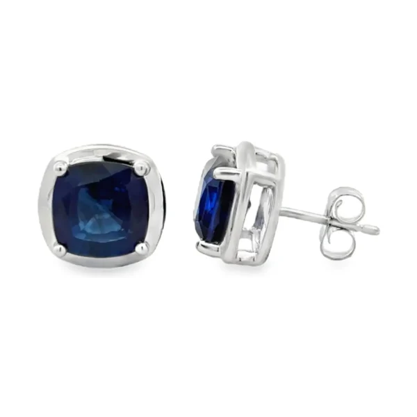 Cushion Sapphire Stud Earrings