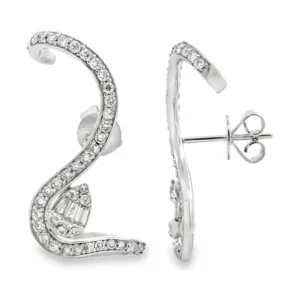 Curved Diamond Stud Earrings