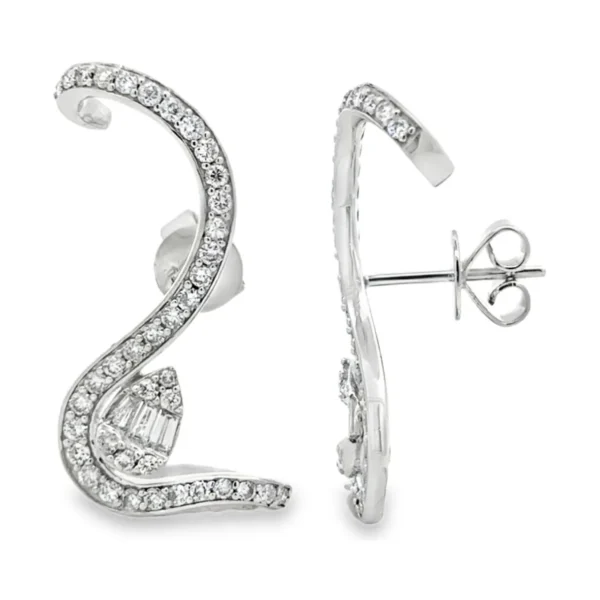 Curved Diamond Stud Earrings