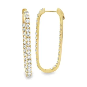 Oval Diamond Hoop Earrings