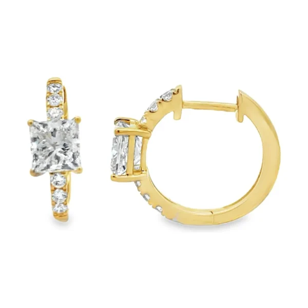 Princess Diamond Huggie Earrings