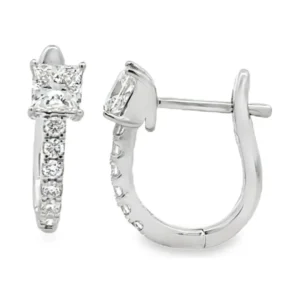 Princess Diamond Huggie Earrings