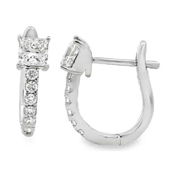 Princess Diamond Huggie Earrings