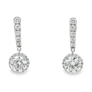 Halo Drop Diamond Earrings