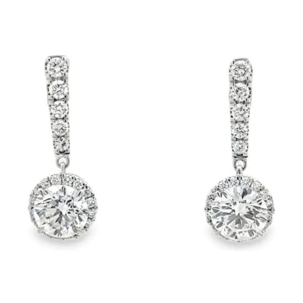 Halo Drop Diamond Earrings