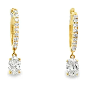 Oval Diamond Drop Earrings