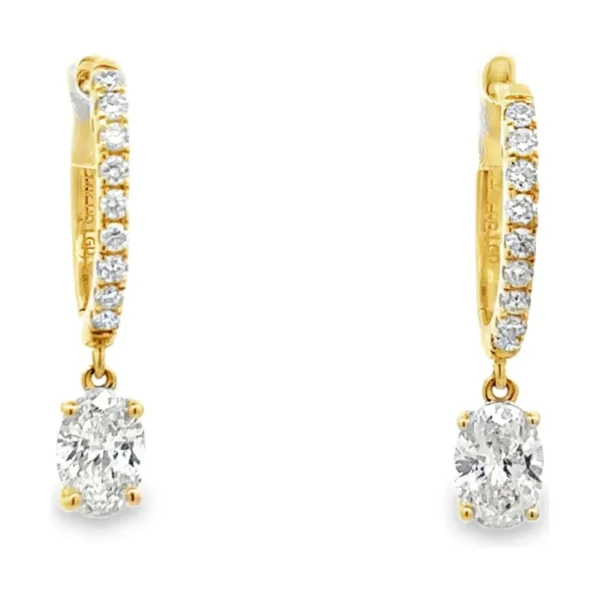 Oval Diamond Drop Earrings