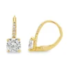 Round Diamond Leverback Earrings