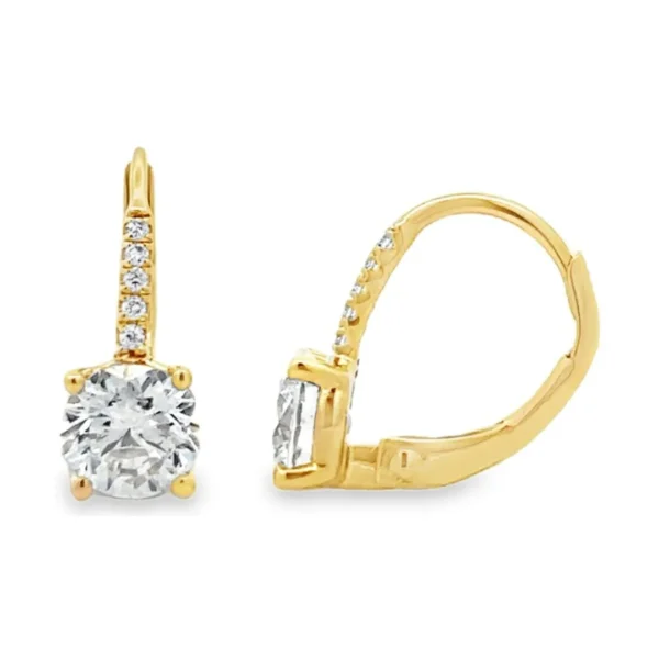 Round Diamond Leverback Earrings