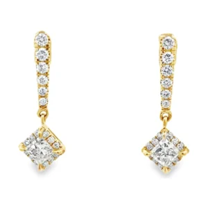 Diamond Drop Halo Earrings