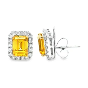 Emerald Cut Halo Earrings