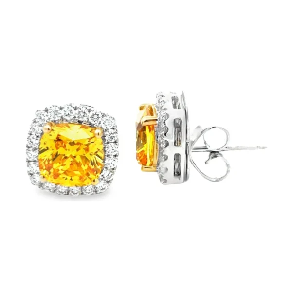 Cushion Cut Halo Earrings