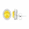 Oval Yellow Halo Earrings