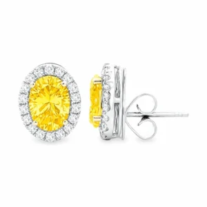 Oval Yellow Halo Earrings