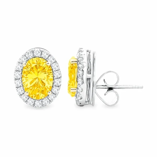 Oval Yellow Halo Earrings
