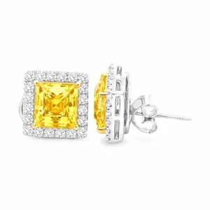 Yellow Halo Stud Earrings