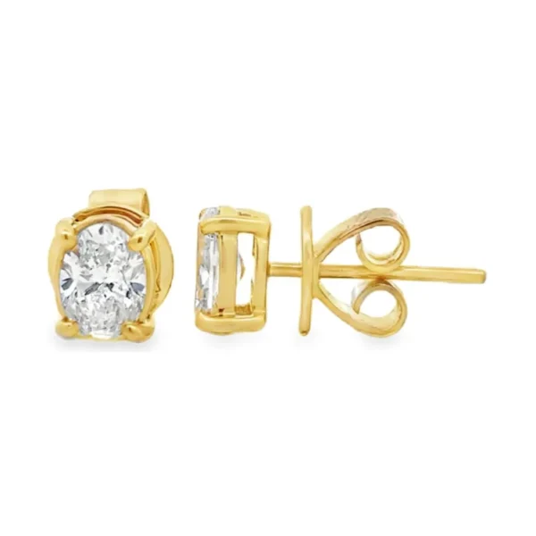 Oval Diamond Stud Earrings