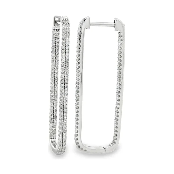 Rectangular Diamond Hoop Earrings
