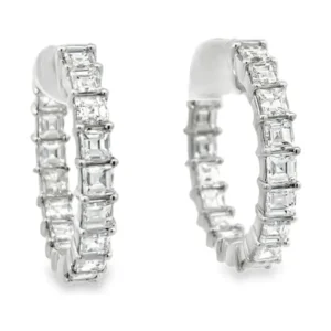 Emerald Cut Diamond Hoops