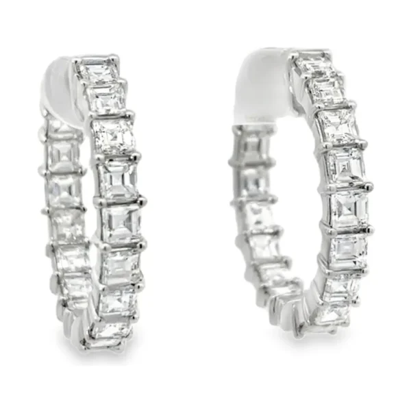 Emerald Cut Diamond Hoops