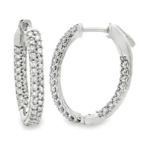 Pave Diamond Hoop Earrings