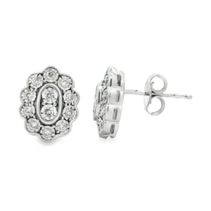 Oval Halo Diamond Earrings