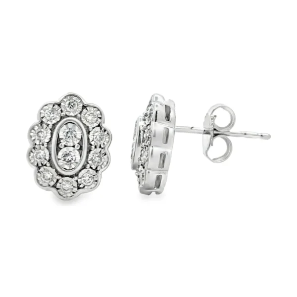 Oval Halo Diamond Earrings