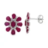 Ruby Flower Cluster Earrings