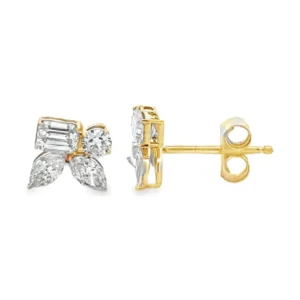 Cluster Diamond Stud Earrings