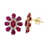 Ruby Diamond Flower Earrings
