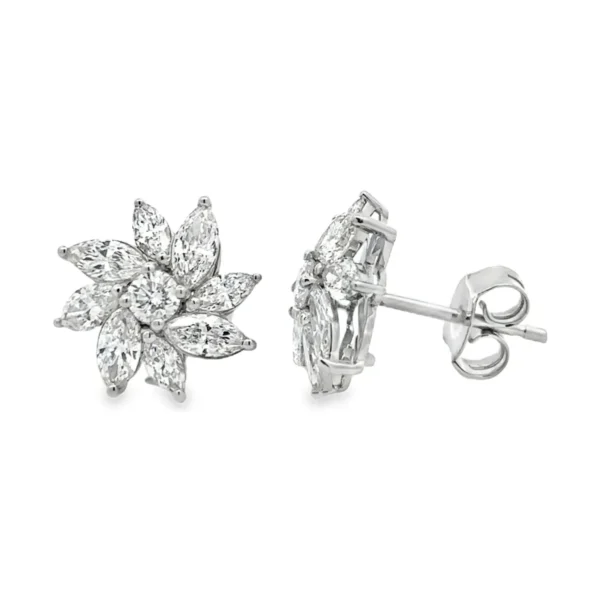 Floral Diamond Stud Earrings