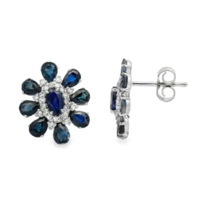Sapphire Diamond Cluster Earrings