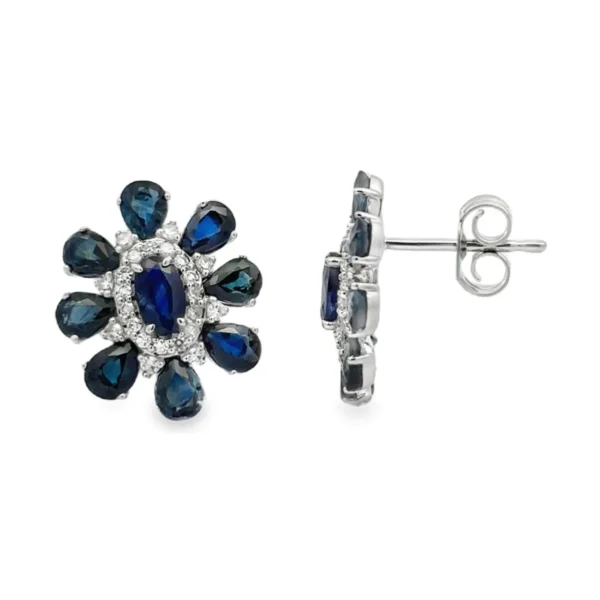 Sapphire Diamond Cluster Earrings
