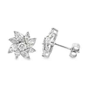 Floral Diamond Cluster Earrings