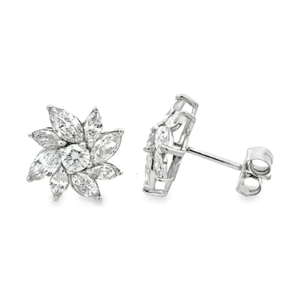 Floral Diamond Cluster Earrings