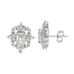 Emerald Diamond Cluster Earrings