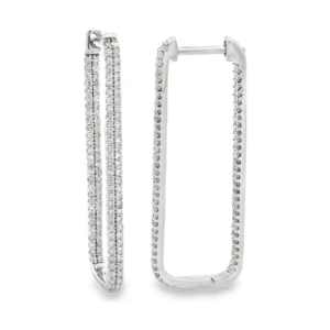 Rectangular Diamond Hoop Earrings