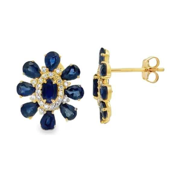 Sapphire Floral Stud Earrings