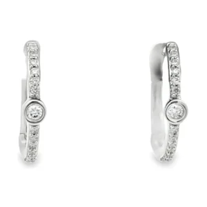 Bezel Diamond Huggie Earrings