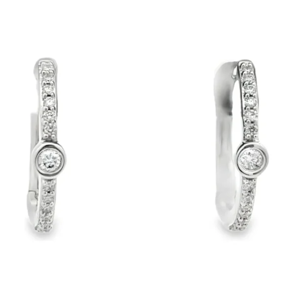 Bezel Diamond Huggie Earrings