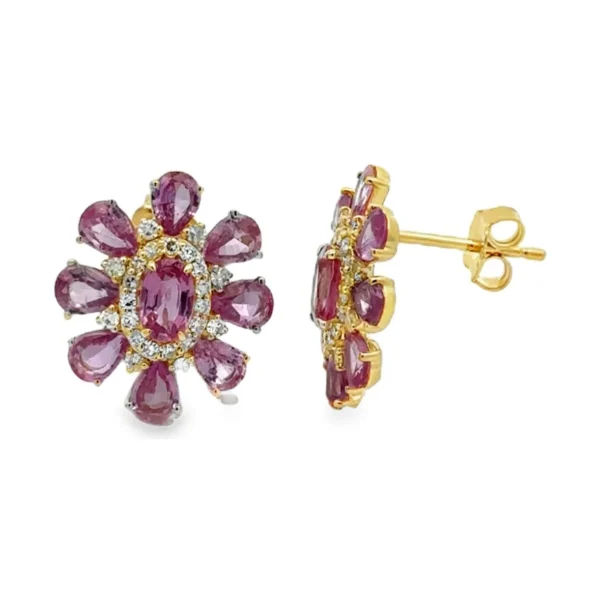 Floral Gemstone Stud Earrings