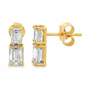 Emerald Cut Diamond Earrings
