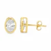 Oval Bezel Diamond Earrings