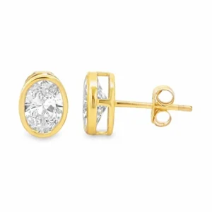Oval Bezel Diamond Earrings