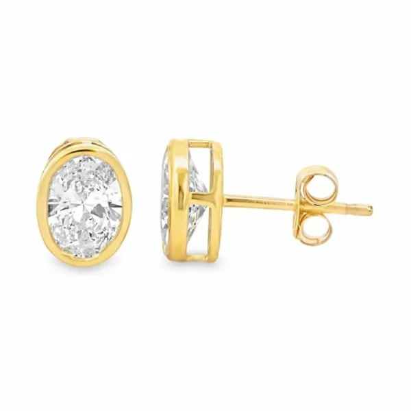Oval Bezel Diamond Earrings