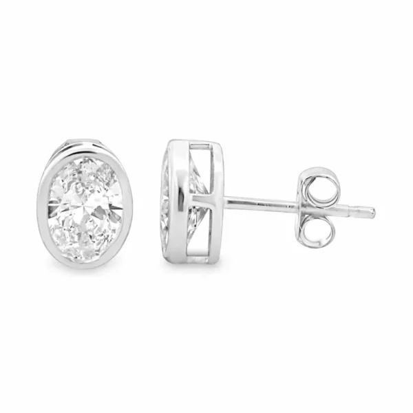 Oval Bezel Stud Earrings