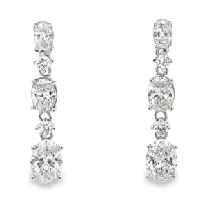 Oval Diamond Drop Earrings